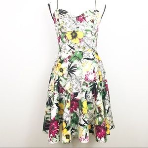 Suzy Shier Floral Print Spaghetti Strap Dress